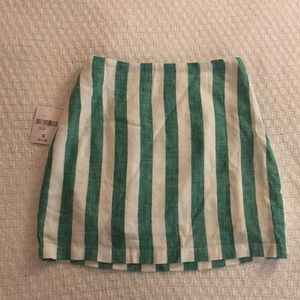 Green and White Striped Mini Skirt.